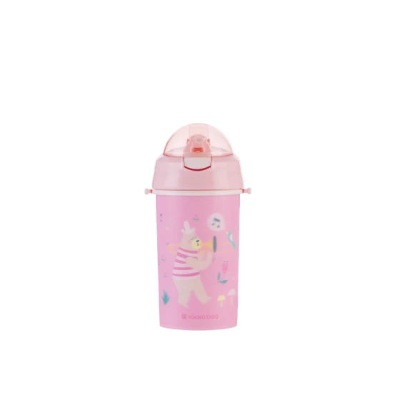 Hrnek se silikonovým brčkem a popruhem 450 ml Music Fest Pink - KikkaBoo 31302030081KB