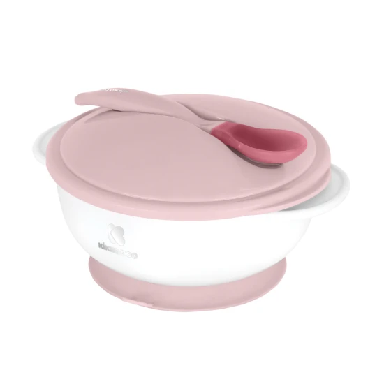 Miska s přísavkou, víčkem a lžičkou s tepelným senzorem Pink - KikkaBoo 31302040076KB
