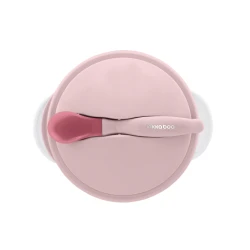 Miska s přísavkou, víčkem a lžičkou s tepelným senzorem Pink