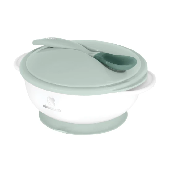 Miska s přísavkou, víčkem a lžičkou s tepelným senzorem Mint - KikkaBoo 31302040077KB