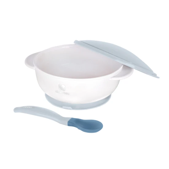Miska s přísavkou, víčkem a lžičkou s tepelným senzorem Blue - KikkaBoo 31302040126KB