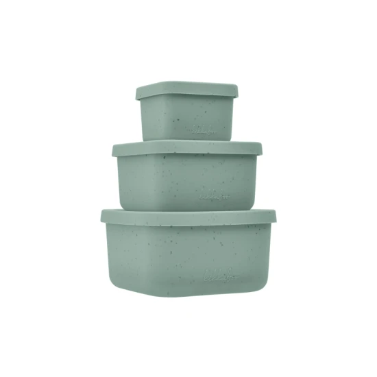 Sada svačinových boxů 3 ks Platinum Silicone Sage - KikkaBoo 31302050009KB