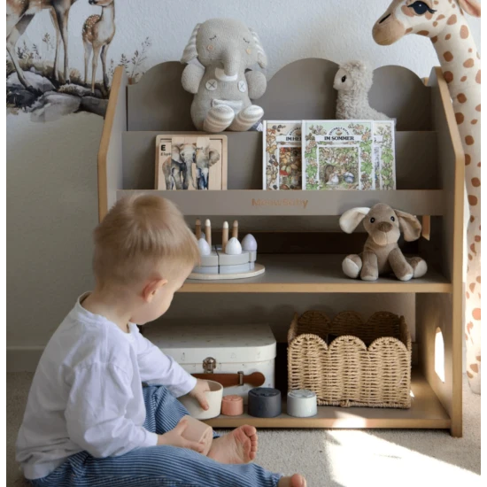 Montessori knihovna ve tvaru domečku z MDF – MeowBaby MWORK048