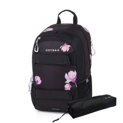 Studentský batoh s pouzdrem OXY Sport Flowers Pink