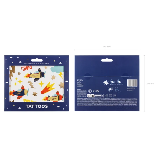 Dočasné tetovačky letadel pro akční dobrodruhy.
