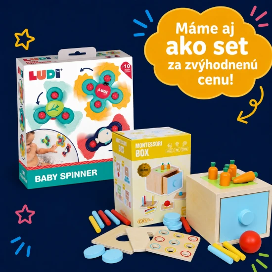 Baby spinnery mají měkké, pružné okraje a při otáčení vydávají zvuk, který dítě zaujme.