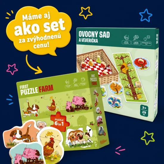 První puzzle Farma 6v1 se zvířátky z farmy a mláďátky