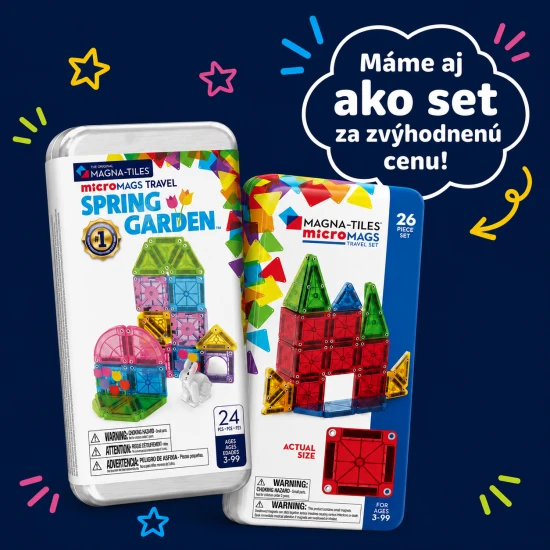 Magnetická stavebnice microMAGS Spring Garden Travel Set 24 dílů