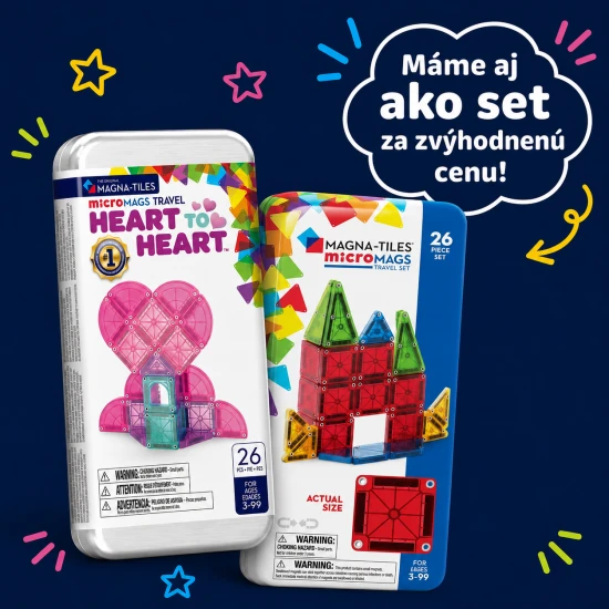microMAGS Heart to Heart 26dílná magnetická stavebnice vhodná na cesty.