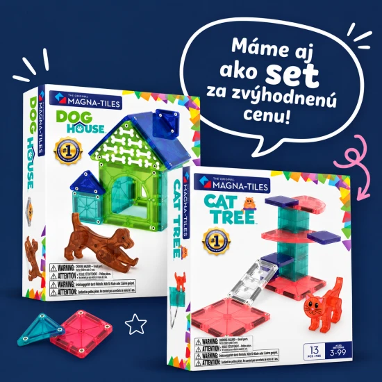 Magnetická stavebnice MAGNA-TILES Dog House – dětský psí domeček s figurkou a dekoracemi