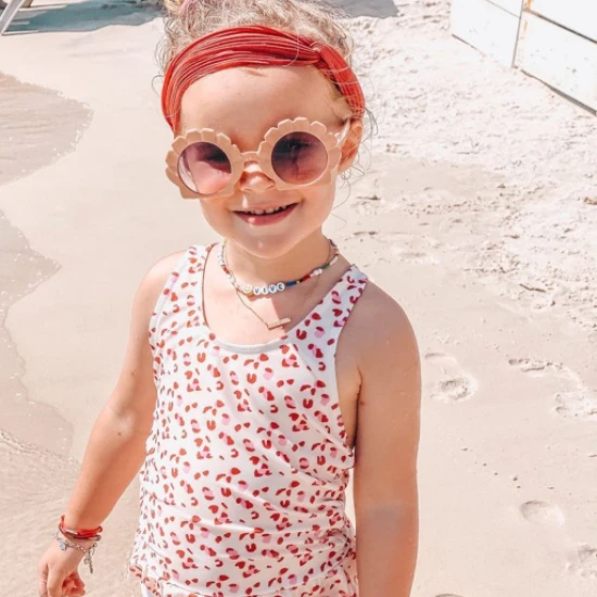 Dětské dívčí plavky s UPF 50+ Leopard starorůžový od Swim Essentials